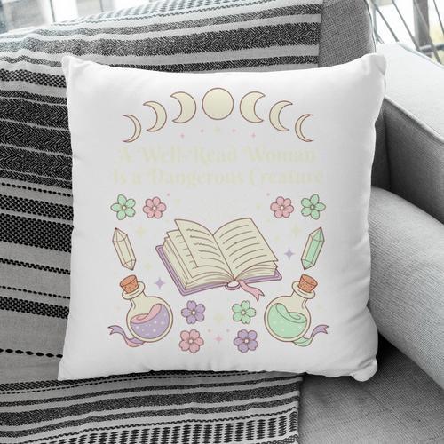 Well Read Woman Literature Quote Celestial Book Floral Pillowcase - Bookorys