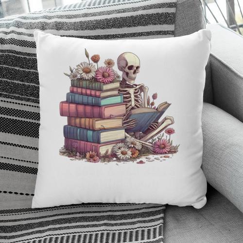 Reading A Book Per Day Keeps Reality Away Skeleton Books Pillowcase - Bookorys