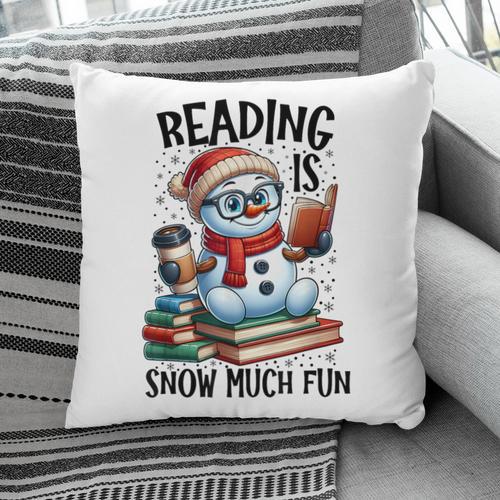 Reading Is Snow Much Fun Christmas Bookworm Snowman Reading Pillowcase - Bookorys