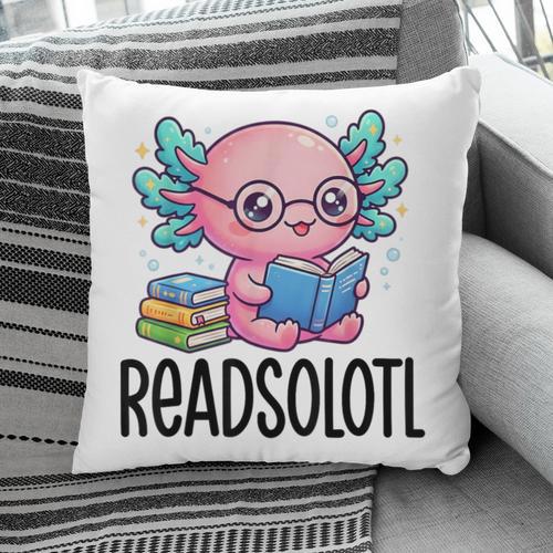 Readsolotl Cute Axolotl Reading Book Kawaii Pink Aesthetic Pillowcase - Bookorys CA