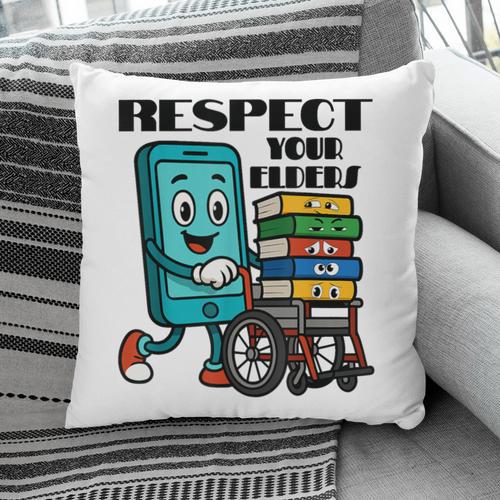 Respect Elders Cellphone Pushing Books In a Wheelchair Pillowcase - Bookorys DE