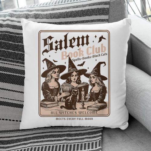 Salem Book Club Bookish Halloween Retro Salem Witch Book Pillowcase - Bookorys