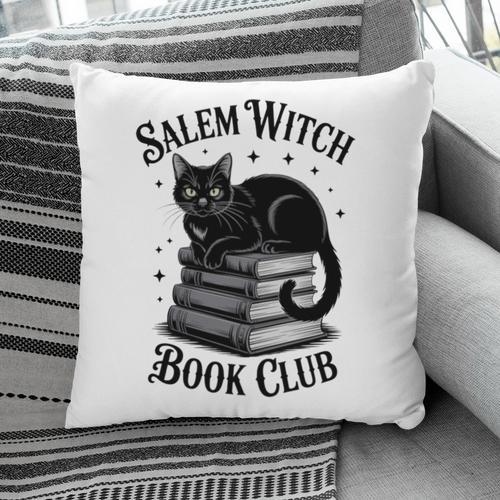 Salem Witch Book Club Bookish Halloween Cat Women Pillowcase - Bookorys CA