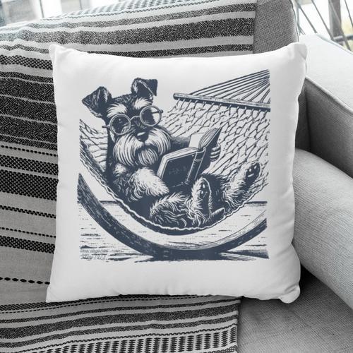 Schnauzer Hammock Reading Book Schnauzer Glasses Pillowcase - Bookorys DE