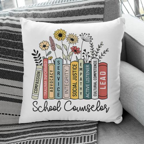 School Counselor Wildflower Book School Counseling Life Pillowcase - Bookorys