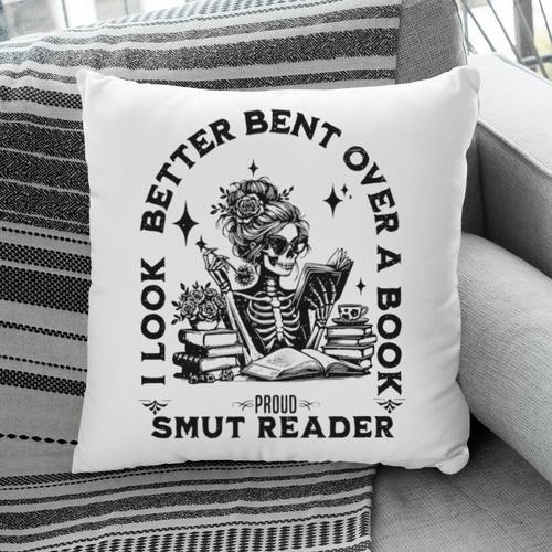 Smut Reader Skeleton Book Lover Dark Humor Art Premium Tri-Blend Pillowcase - Bookorys