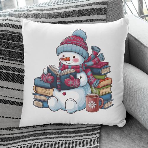 Snowman Reading Book Lovers Christmas Bookworm Librarian Pillowcase - Bookorys