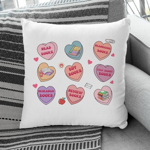 Things I Do On Valentines's Day Book Lover Candy Heart Pillowcase - Bookorys AU