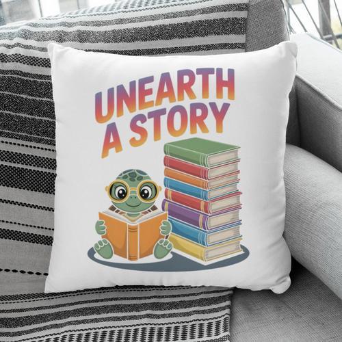 Unearth A Story Cute Turtle Reading Books Librarian Pillowcase - Bookorys DE