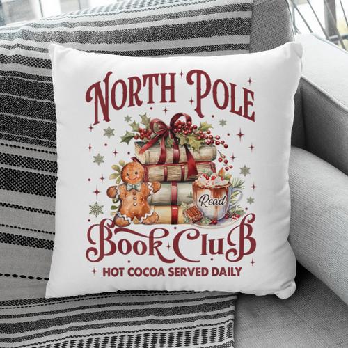 Vintage Retro North Pole Book Club Hot Cocoa Pillowcase - Bookorys