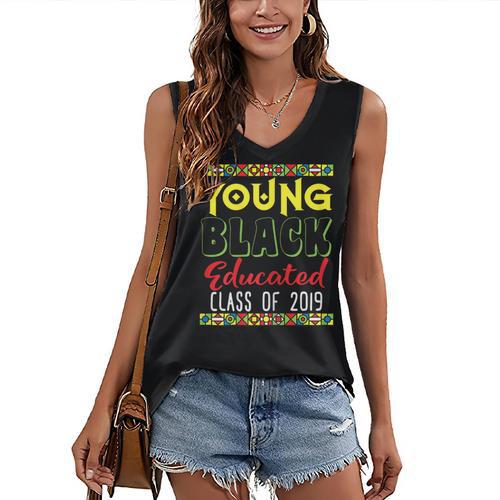 2019 African American High School Graduation Senior T Shirt Women's V-Neck Tank Top - Best Gift Smart