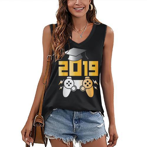 2019 High School Graduation Shirt Gamer Graduate Women's V-Neck Tank Top - Best Gift Smart