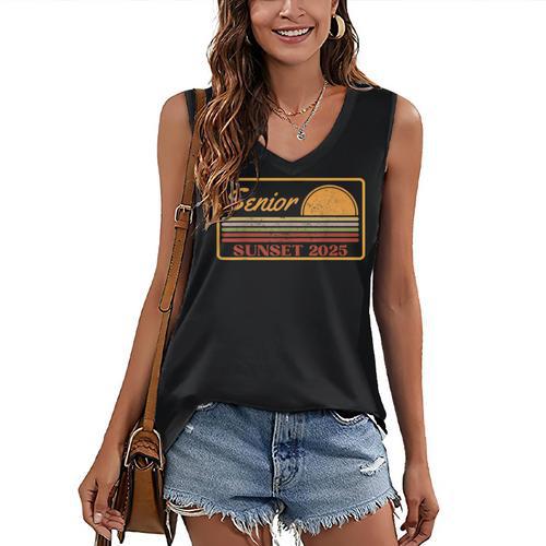2025 Graduation Highschool Senior Sunset Women's V-Neck Tank Top - Best Gift Smart