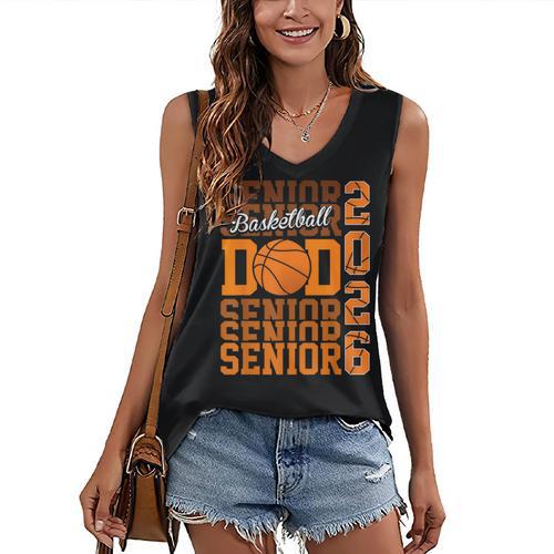 2026 Basketball Senior Dad Graduation Matching Family Women's V-Neck Tank Top - Best Gift Smart