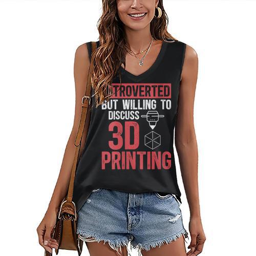 3D Printer Introvert 3D Printing Women's V-Neck Tank Top - Raresse