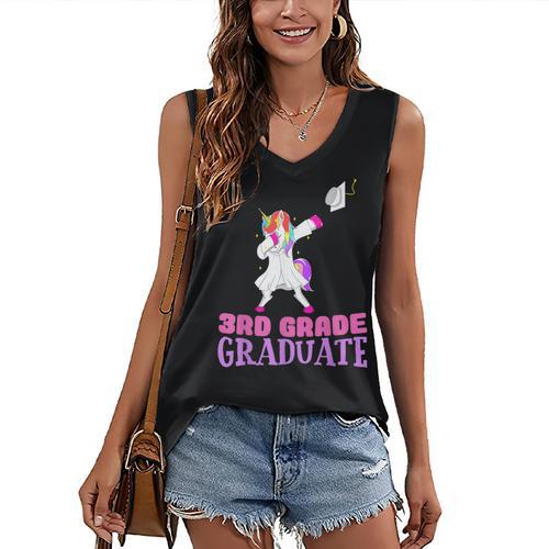 3rd Grade Graduation Unicorn End Of Year Third Women's V-Neck Tank Top - Best Gift Smart