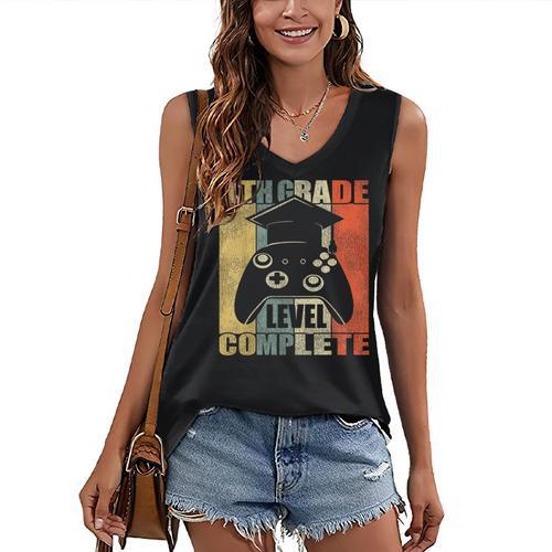 4th Grade Level Complete Gamer Class Of 2023 Graduation Women's V-Neck Tank Top - Best Gift Smart