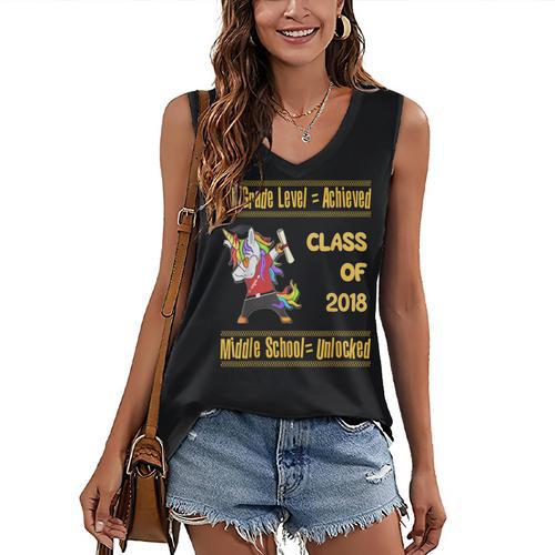 5th Grade Graduation Shirt Dabbing Unicorn Boys Class 2018 Women's V-Neck Tank Top - Best Gift Smart