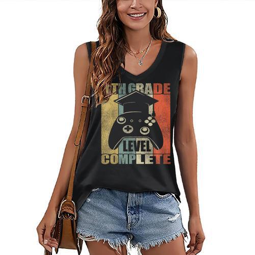 8th Grade Level Complete Gamer Class Of 2024 Graduation Women's V-Neck Tank Top - Best Gift Smart