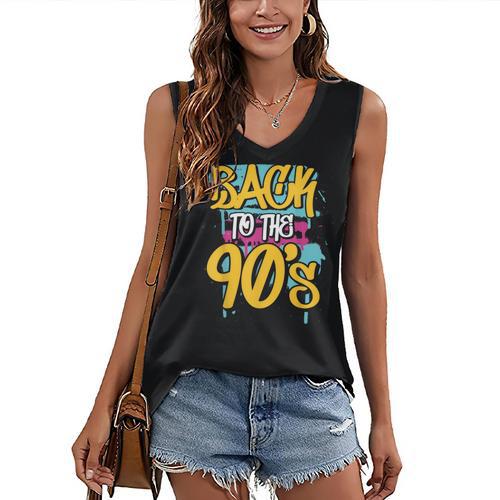 90's Nineties 1990s Nostalgia Women's V-Neck Tank Top - Figerry