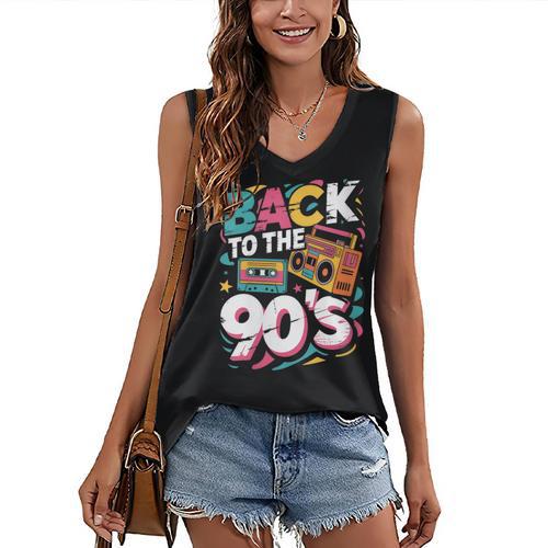 90's Nineties Nostalgia Costume Party Back To The 90s Women's V-Neck Tank Top - Figerry