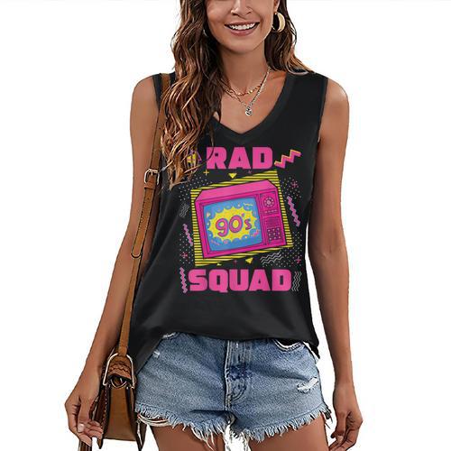 90s Rad Squad Retro Television 90s Aesthetic Nostalgia Women's V-Neck Tank Top - Figerry