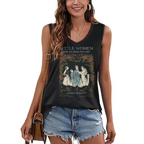 Alcott Little Women Characters Literature Book Illustration Women's V-Neck Tank Top - Bookorys DE