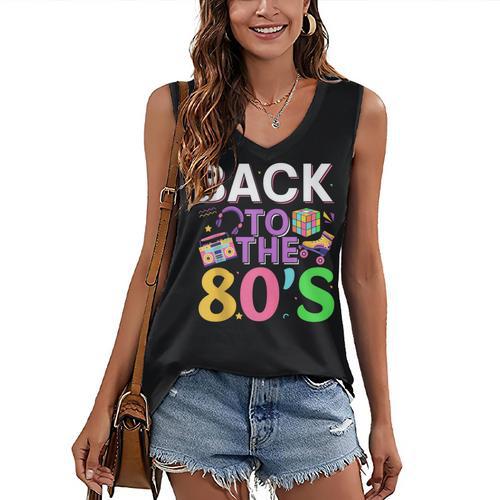 Back To The 80's Mixtape Era Nostalgia Retro 1980 80's Style Women's V-Neck Tank Top - Figerry