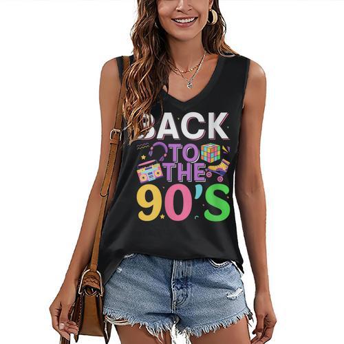 Back To The 90's Mixtape Era Nostalgia Retro 1990 90's Style Women's V-Neck Tank Top - Figerry