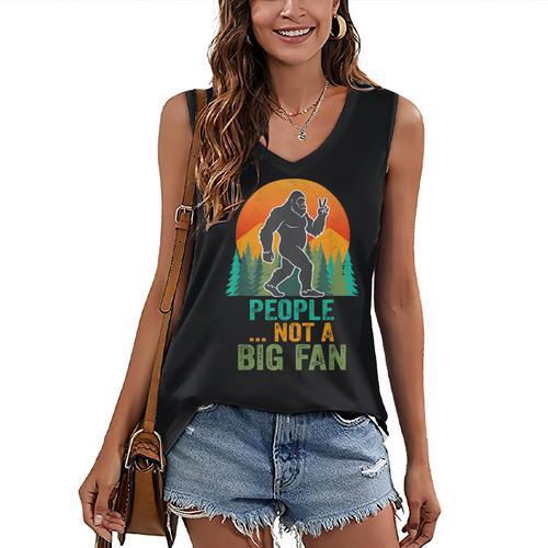 Bigfoot Introvert People Not A Big Fan Retro Sasquatch Women's V-Neck Tank Top - Raresse