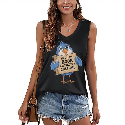 This Is My Book Character Costume Pigeon Kids Reading Women's V-Neck Tank Top - Bookorys