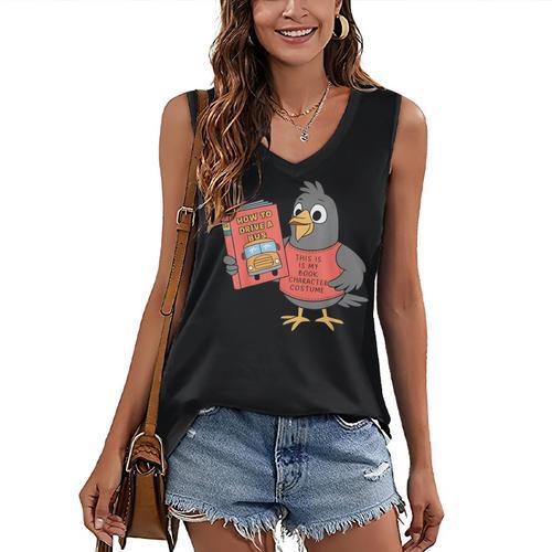 This Is My Book Character Costume- Pigeon Kids Reading Women's V-Neck Tank Top - Bookorys