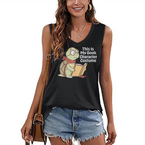 This Is My Book Character Costume Turtle Kids Reading Women's V-Neck Tank Top - Bookorys