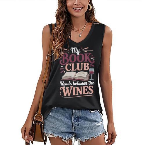 My Book Club Reads Between The Wines Women's V-Neck Tank Top - Bookorys