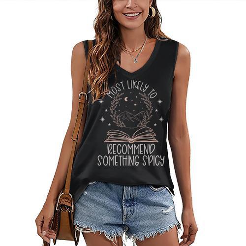 Book Club Shirts For Women Most Likely To Spicy Books Women's V-Neck Tank Top - Bookorys