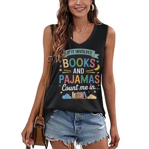 Book Lovers Reading Bedtime Cozy Pajama For Librarians Women's V-Neck Tank Top - Bookorys