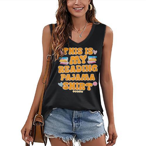 Bookworm This Is My Reading Pajama Book And Pajama Women's V-Neck Tank Top - Bookorys