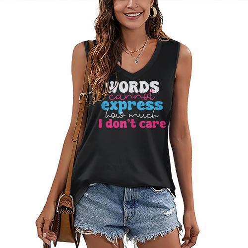 Words Cannot Express How Much I Don't Care Introvert Women's V-Neck Tank Top - Raresse