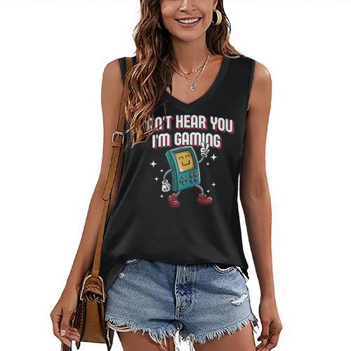Cant Hear You Im Gaming Introvert Gamer Antisocial Women's V-Neck Tank Top - Raresse
