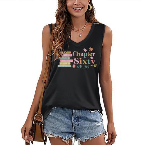 Chapter Sixty 60 Years Old 60th Birthday Book Lover Women's V-Neck Tank Top - Bookorys UK
