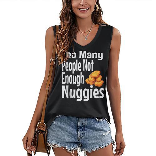 Chicken Nugget Saying Introvert Nuggie Foodie Food Women's V-Neck Tank Top - Raresse