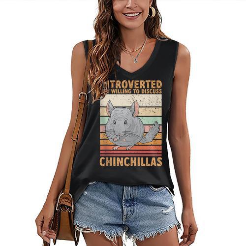 Chinchilla Owner Introvert Chinchilla Women's V-Neck Tank Top - Raresse