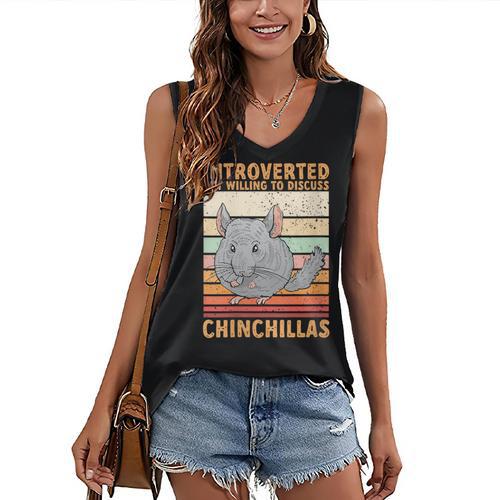 Chinchilla Owner Introvert Chinchilla Women's V-Neck Tank Top - Raresse