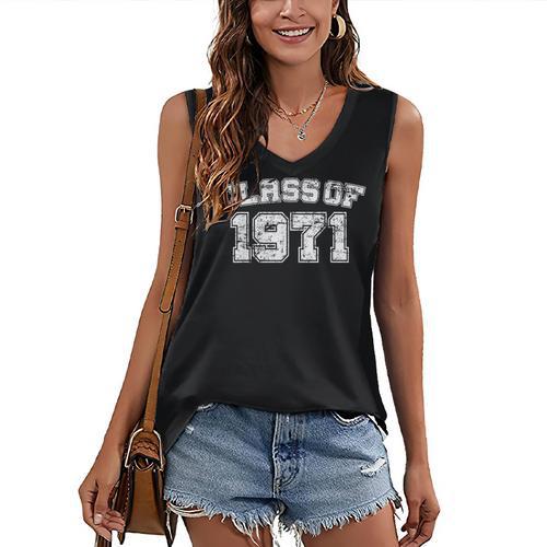 Class Of 1971 71 School Tee Shirt Graduation Class Party Women's V-Neck Tank Top - Best Gift Smart