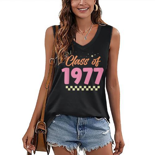 Class Of 1977 School Graduation Meetup Reunion Women's V-Neck Tank Top - Best Gift Smart