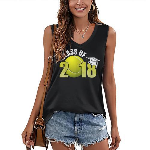 Class Of 2018 Shirts Graduation Senior Tennis Shirt Women's V-Neck Tank Top - Best Gift Smart