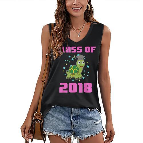 Class Of 2018 Turtle Shirt Graduation Kids Women's V-Neck Tank Top - Best Gift Smart
