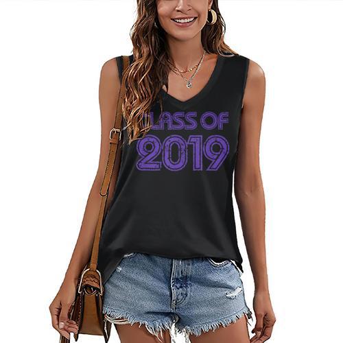 Class Of 2019 High School Graduation Purple Senior Women's V-Neck Tank Top - Best Gift Smart