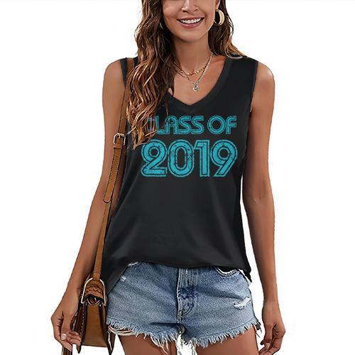Class Of 2019 High School Graduation Teal Senior Women's V-Neck Tank Top - Best Gift Smart