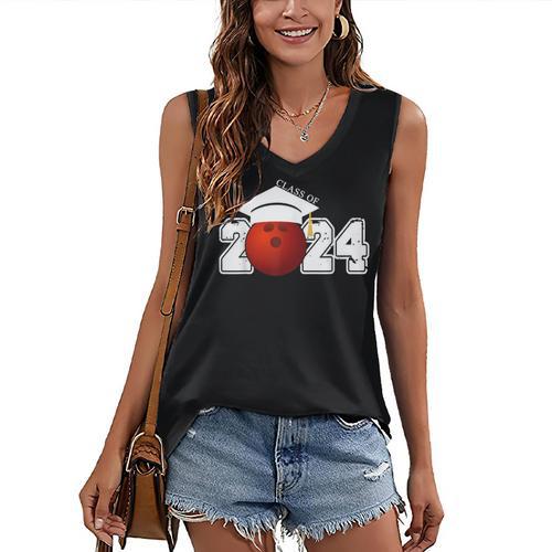 Class Of 2024 Graduation For Him Her Bowling Sports Women's V-Neck Tank Top - Best Gift Smart